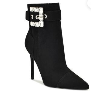 BRAND NEW SODA POINTED TOE  with CRYSTAL BUCKLE BOOTIE